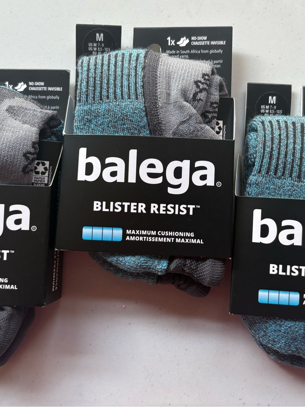NWT Lot of 3 Balega Blister Resist No-Show Running Socks Size M Blue Gray Max Cu